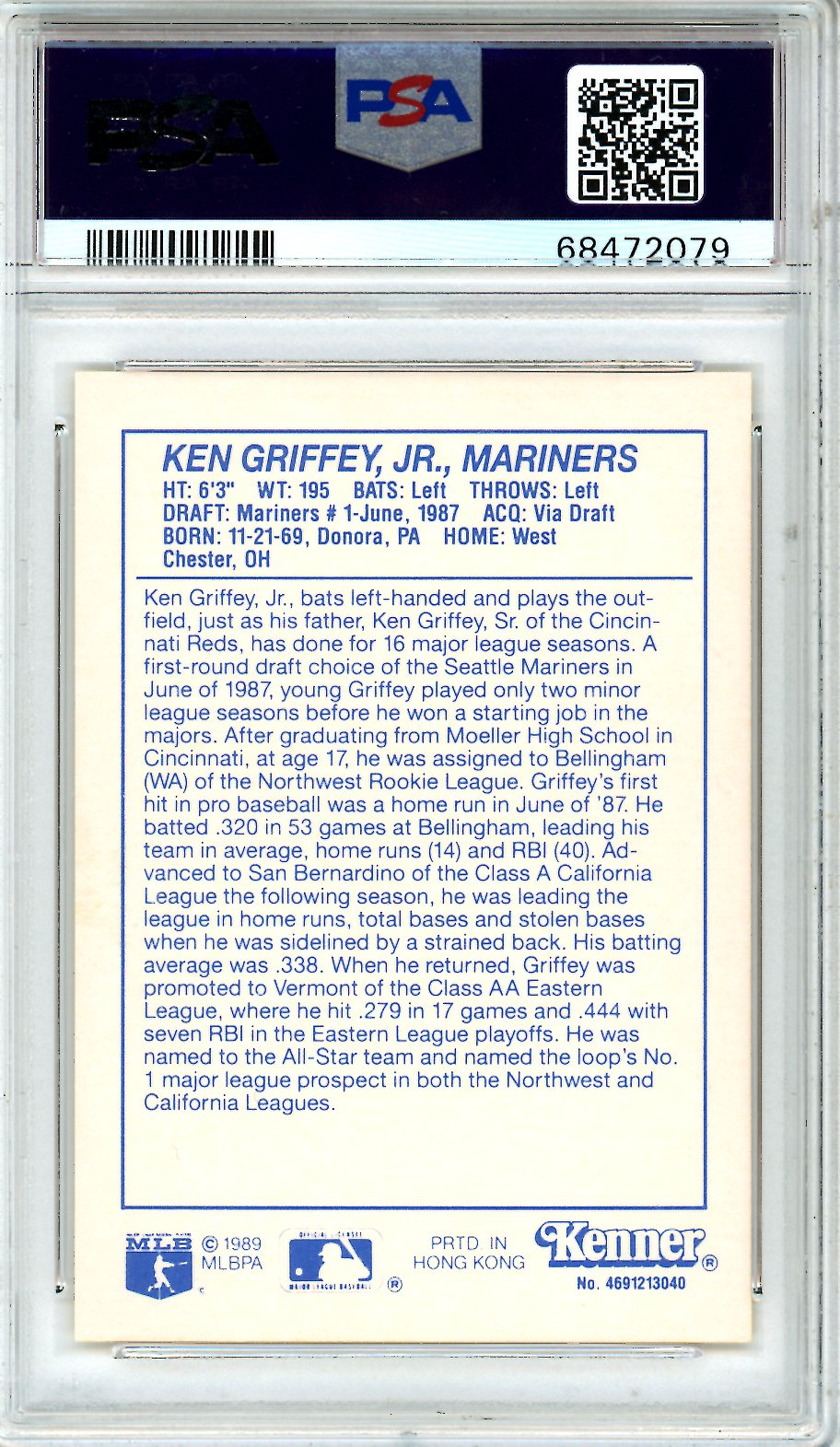 1990 Kenner Starting Lineup Ken Griffey JR. Start. Lineup Yellow BRD. PSA 7 - Graded Sports Cards