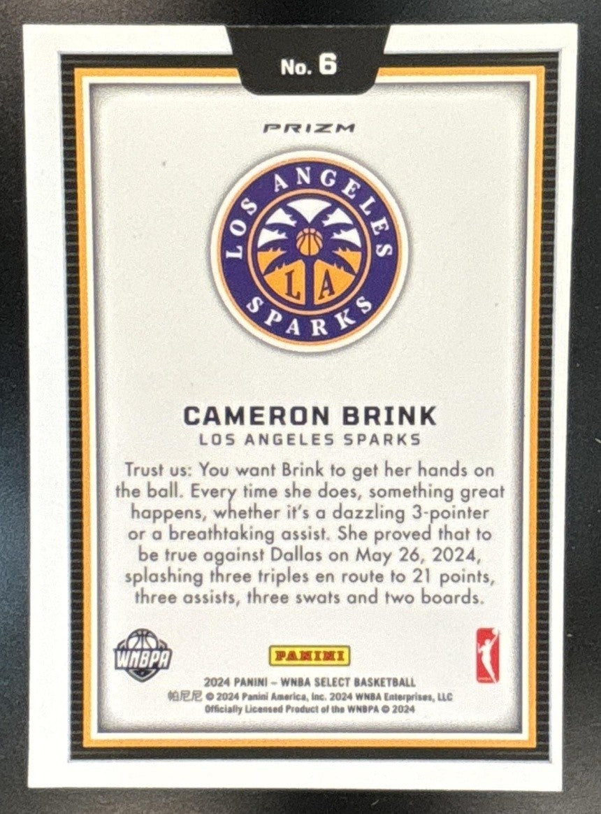 2024 Select WNBA Cameron Brink Color Blast SSP Black #6 Los Angeles Sparks
