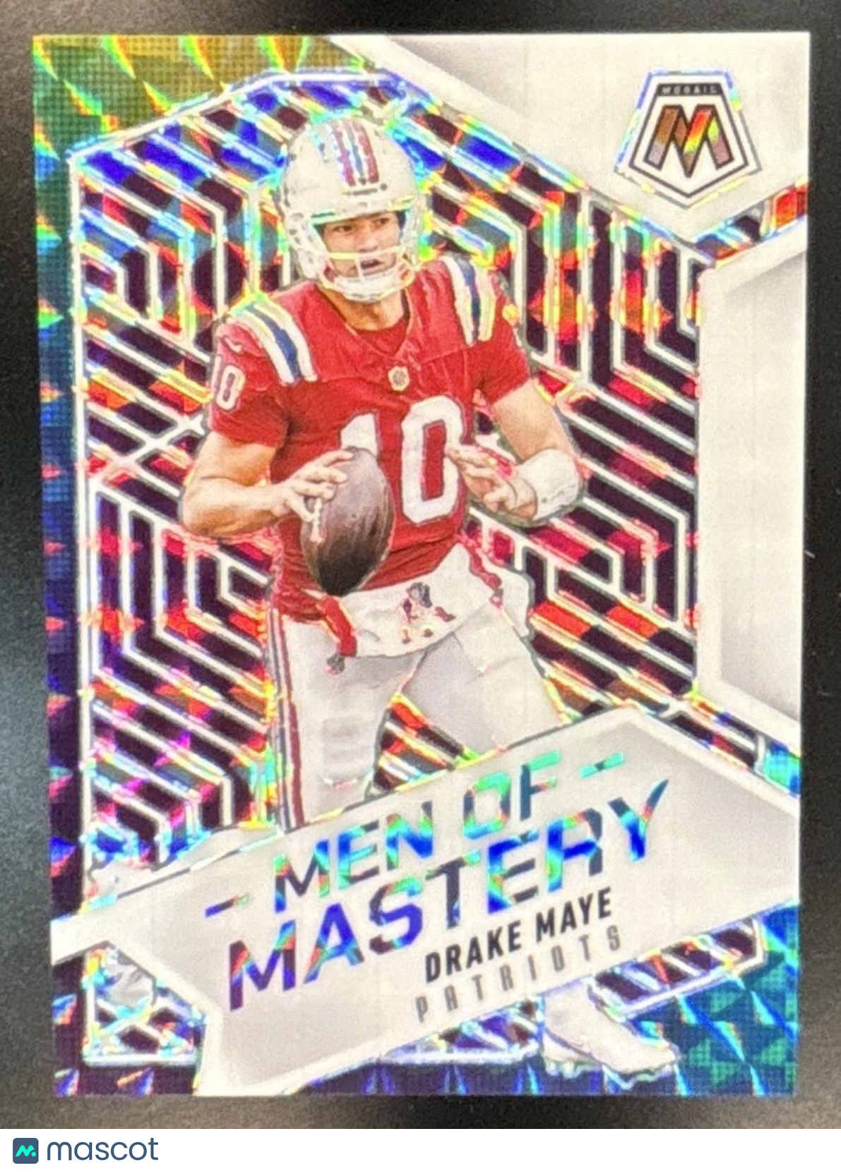 2025 Panini Mosaic Drake Maye Men of Mastery Purple /49 #3 New England Patriots