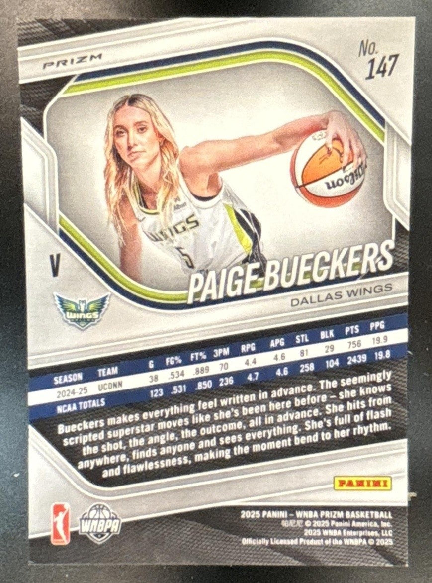 2025 Panini WNBA Prizm Paige Bueckers Checkerboard XFractor RC #147 Dallas Wings