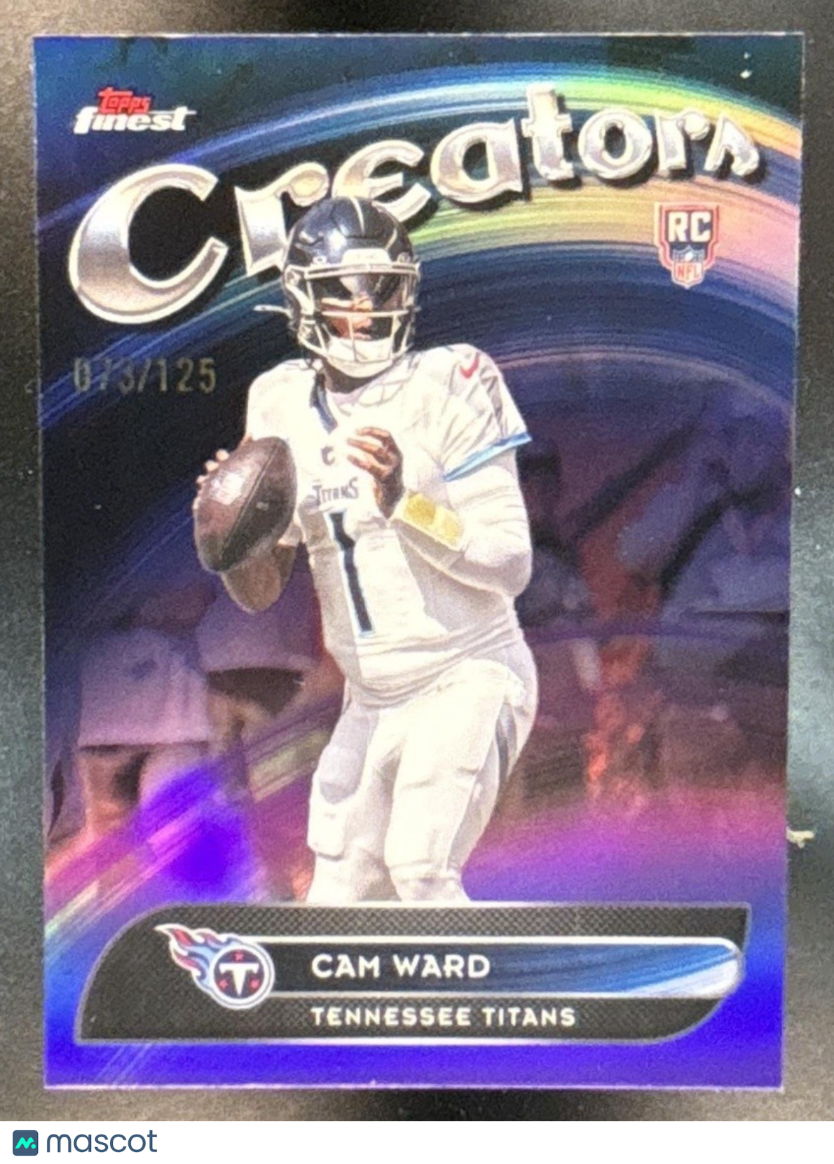 2025 Topps Finest Cam Ward Creators Purple Refractor /125 Tennessee Titans