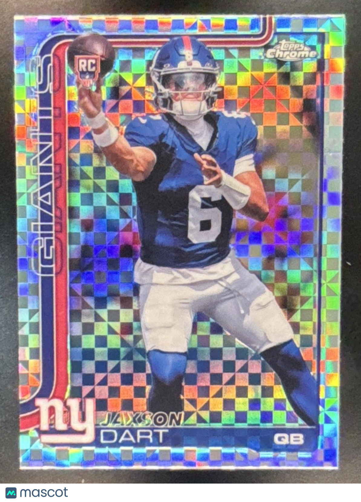 2025 Topps Chrome Jaxson Dart Rookie X-Fractor #306 RC New York Giants