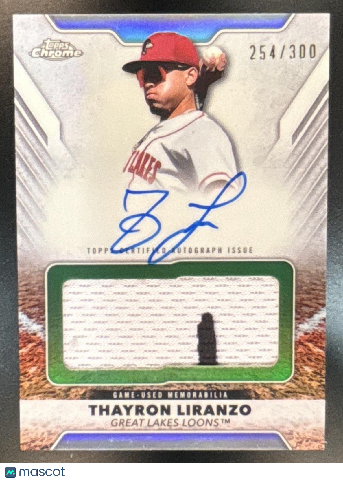 2025 Topps Pro Debut Thayron Liranzo Jumbo Auto Relic /300 MEM Great Lakes Loons