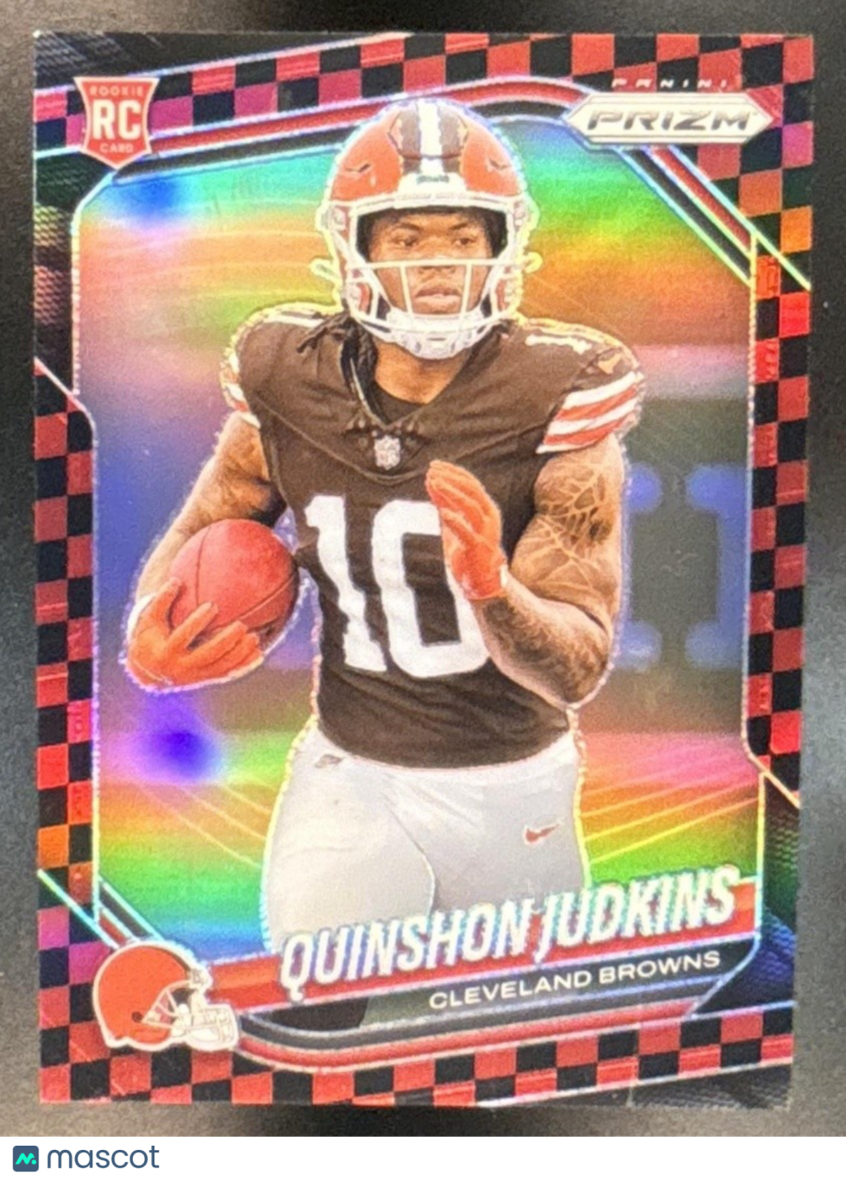 2025 Panini Prizm Quinshon Judkins Black & Red Checker #313 RC Cleveland Browns