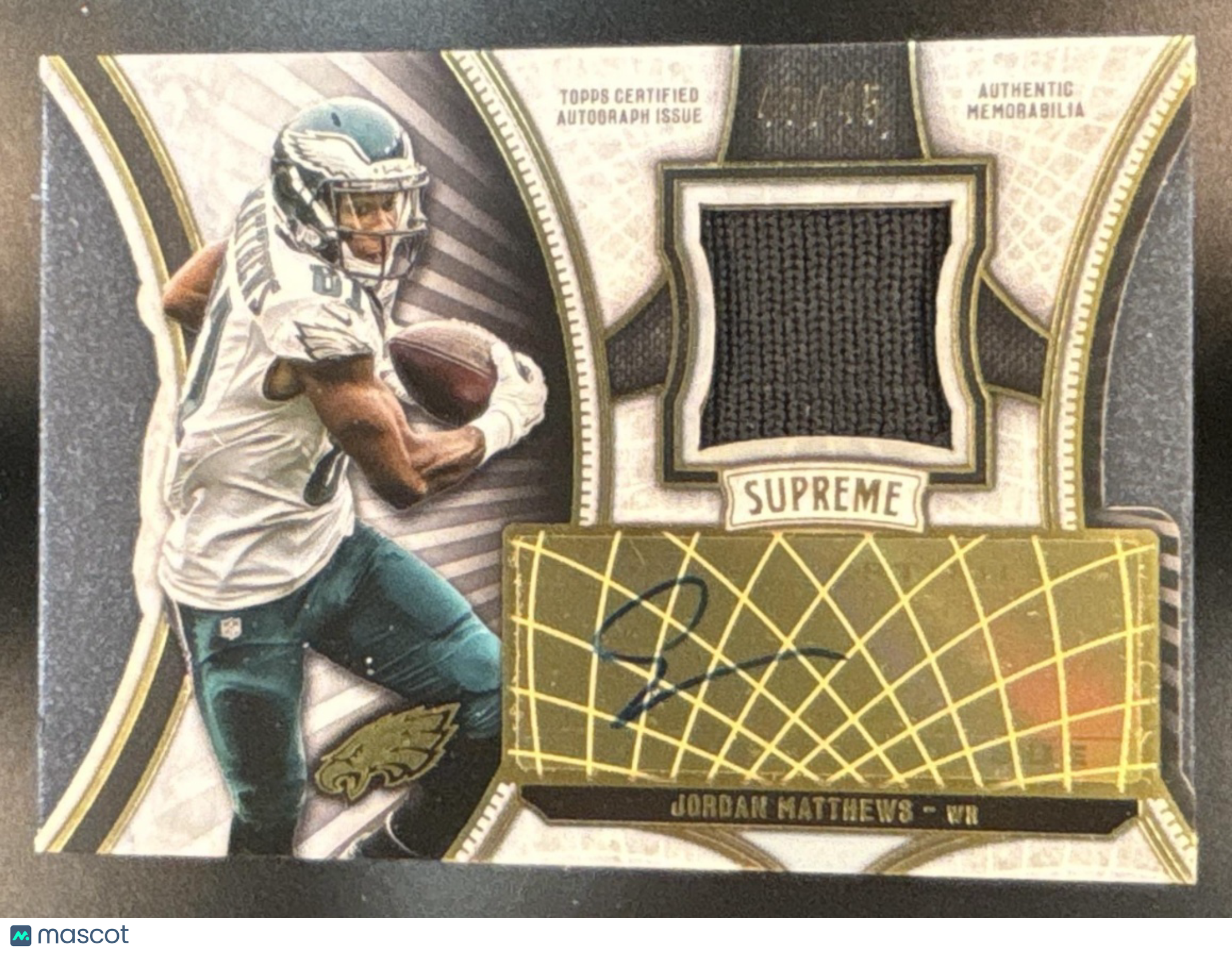 2015 Topps Supreme Jordan Matthews Auto Patch /45 #SAP-JM Philadelphia Eagles