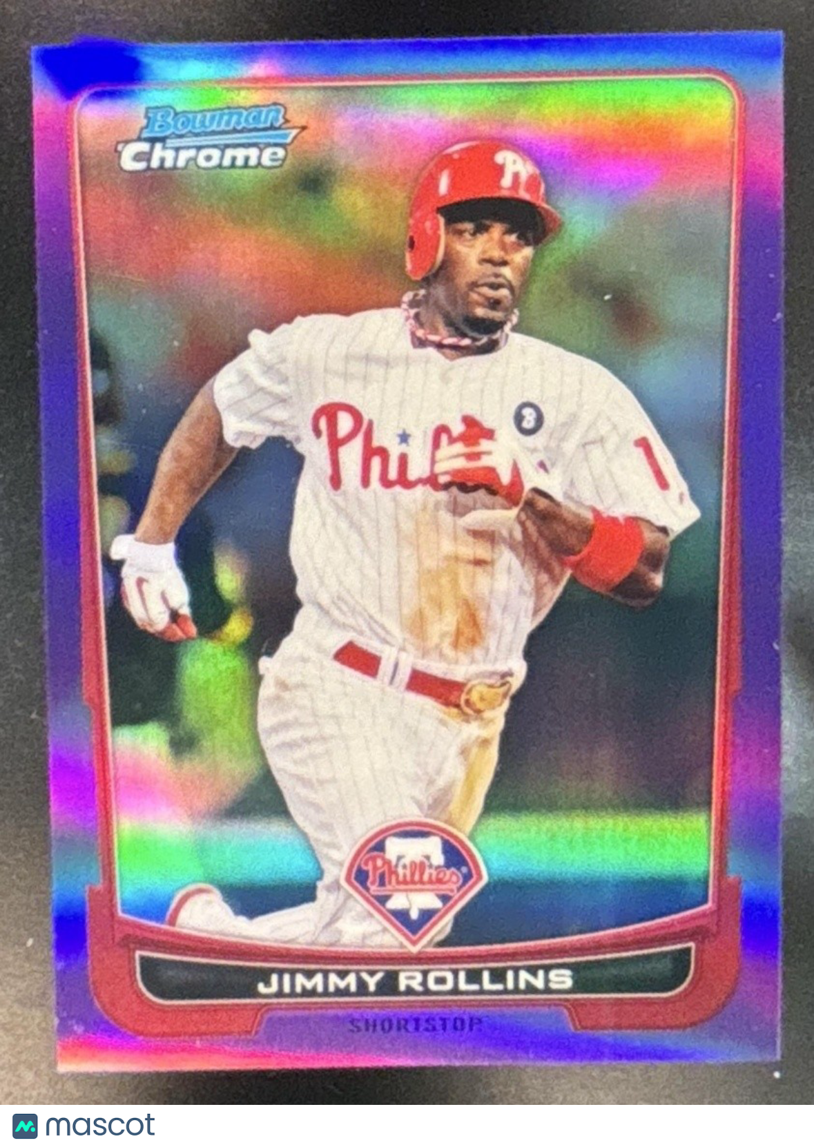 2012 Bowman Chrome Jimmy Rollins Purple Refractor /199 #65 Philadelphia Phillies