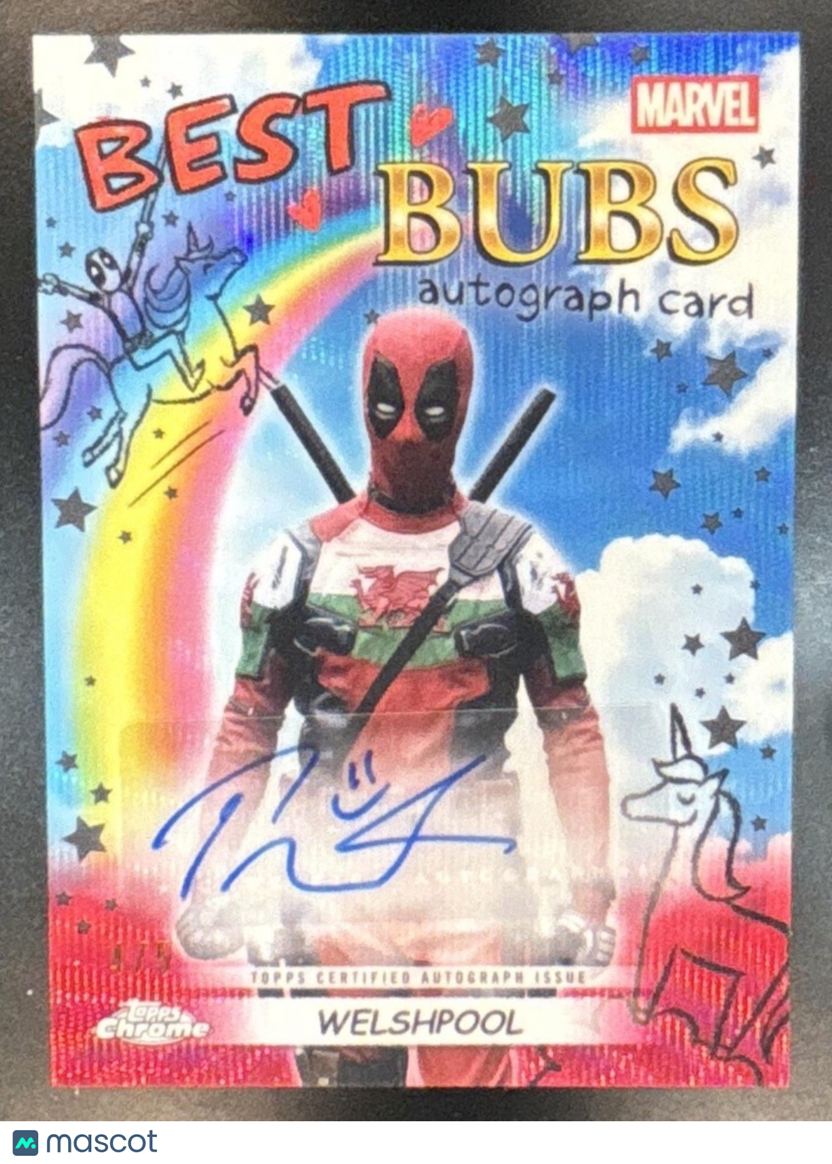 2025 Topps Chrome Deadpool Paul Mullin Best Bubs Auto Red & Black Wave /5 #NA-PM