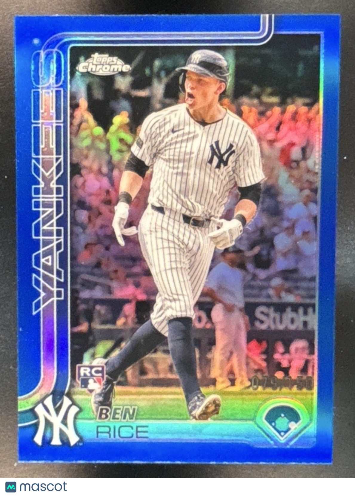 2025 Topps Chrome Ben Rice Blue Refractor /150 #139 RC New York Yankees