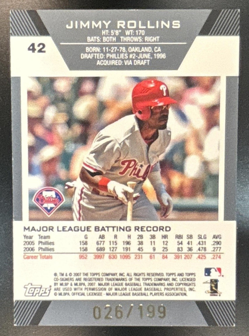 2007 Topps Co-Signers Jimmy Rollins Chase Utley /199 #42 Philadelphia Phillies