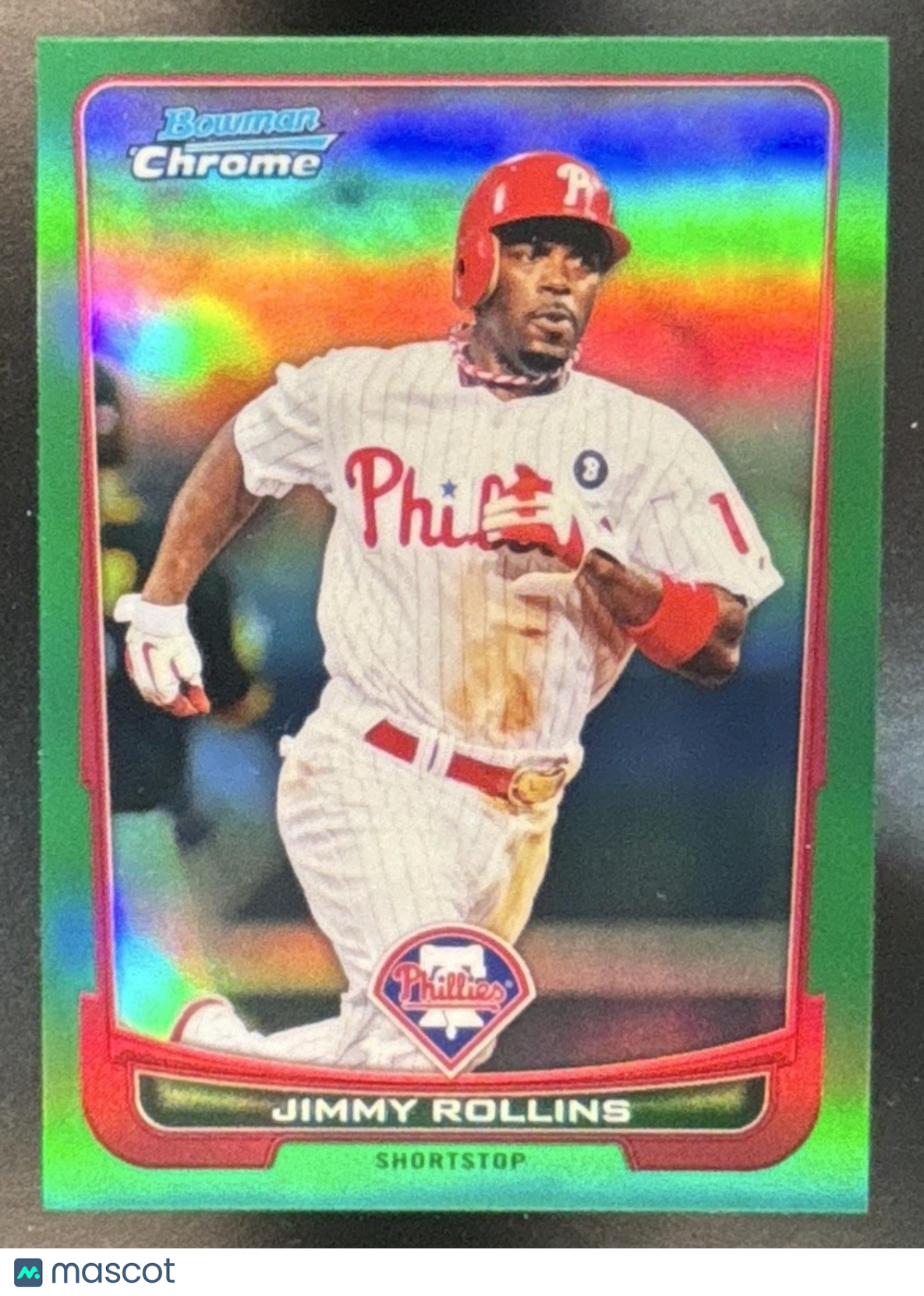 2012 Bowman Chrome Jimmy Rollins Green Refractor #65 Philadelphia Phillies