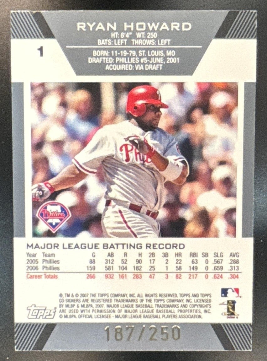 2007 Topps Co-Signers Ryan Howard Chase Utley Bronze /250 #1 Phillies