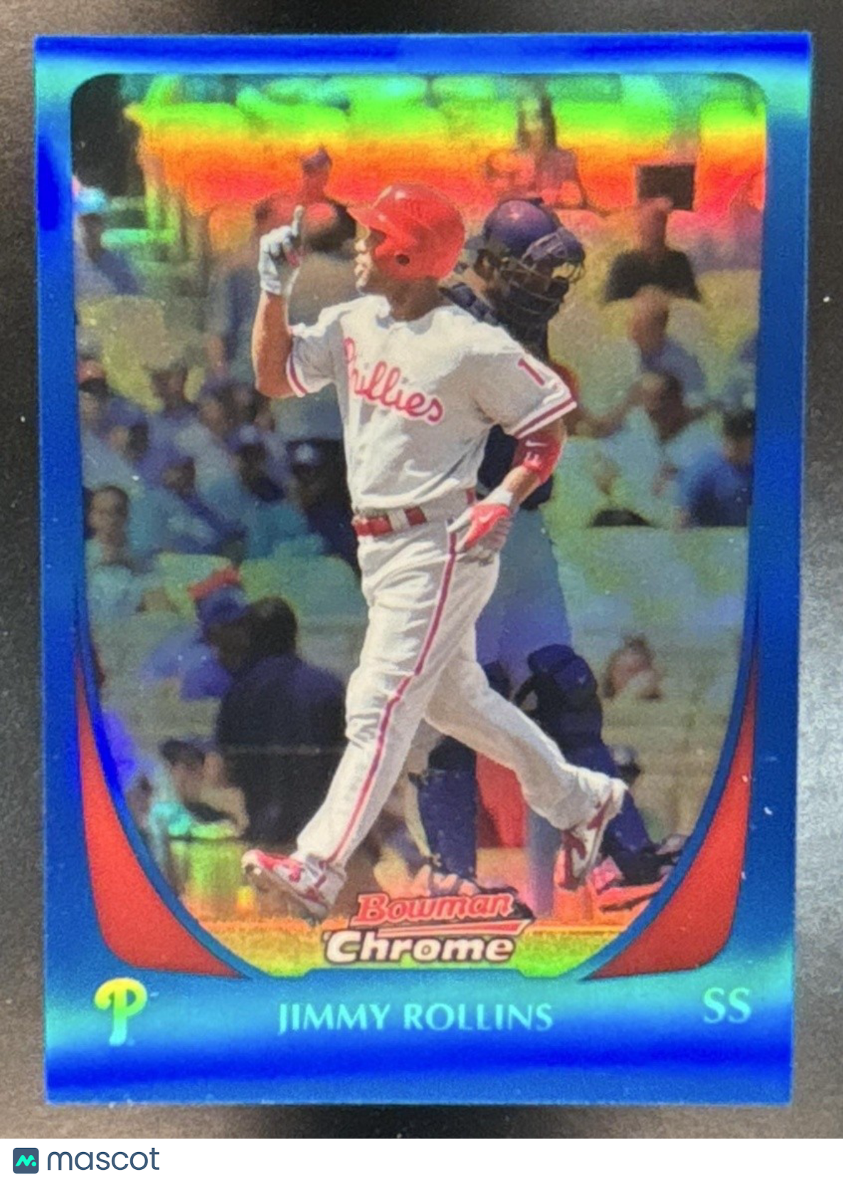 2010 Topps Chrome Jimmy Rollins Blue Refractor /199 #116 Philadelphia Phillies