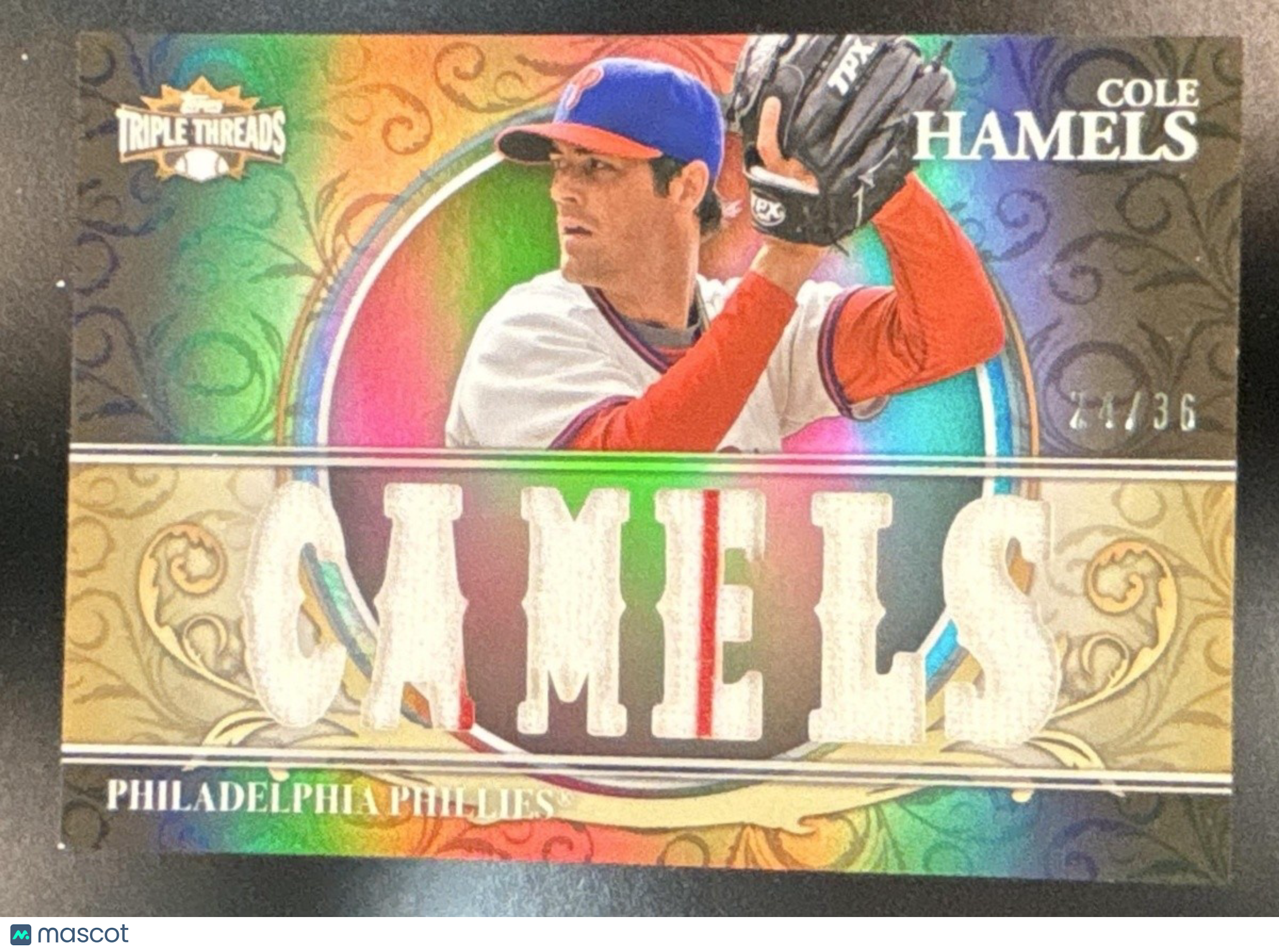 2013 Topps Triple Threads Cole Hamels Relics /36 #TTR-CH1 Philadelphia Phillies