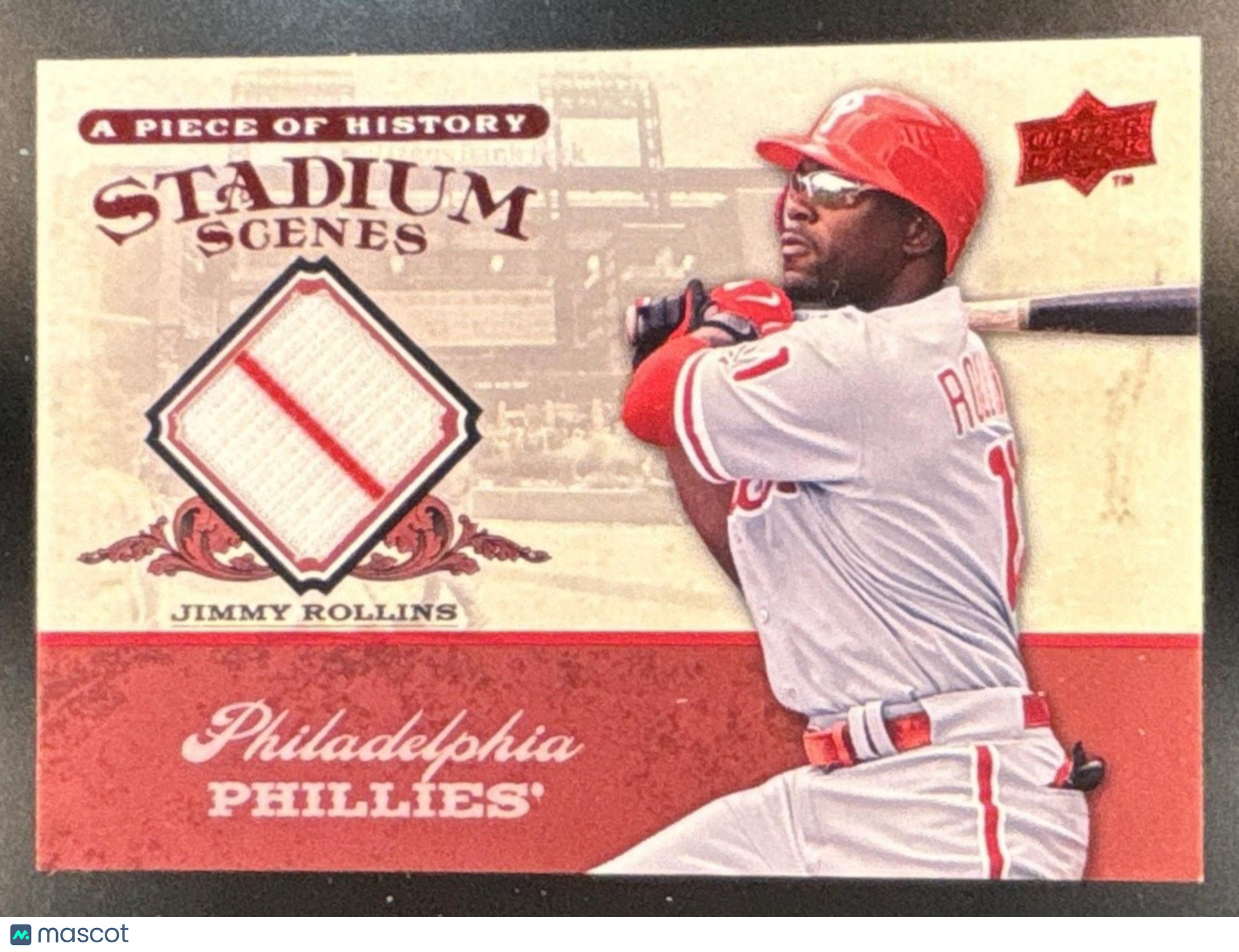 2008 Upper Deck A Piece of History Jimmy Rollins Stadium Scenes Jersey Red