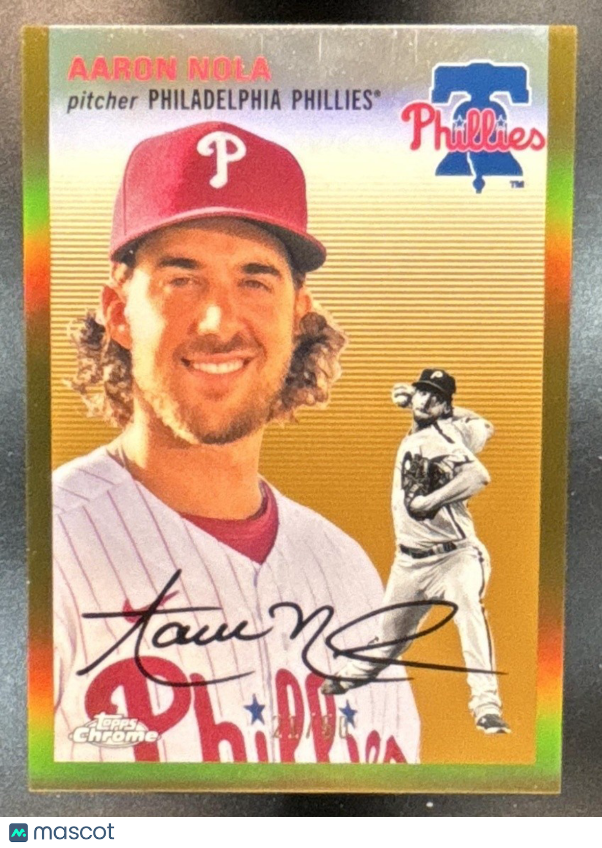 2023 Topps Chrome Platinum Anniversary Aaron Nola Gold /50 #306 Phillies
