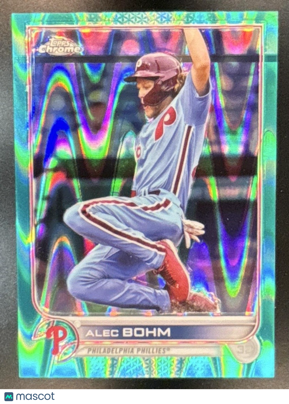 2022 Topps Chrome Sonic Alec Bohm Aqua RayWave /199 #89 Philadelphia Phillies