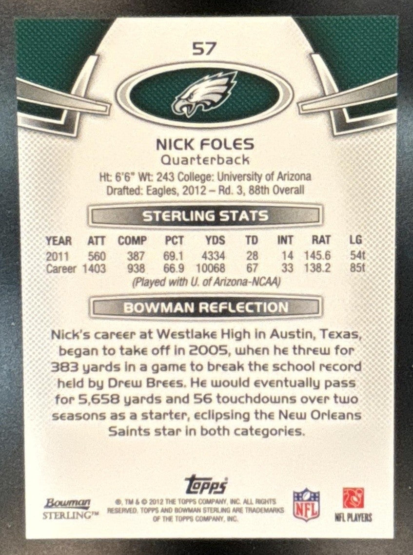 2012 Bowman Sterling Nick Foles #57 RC Philadelphia Eagles