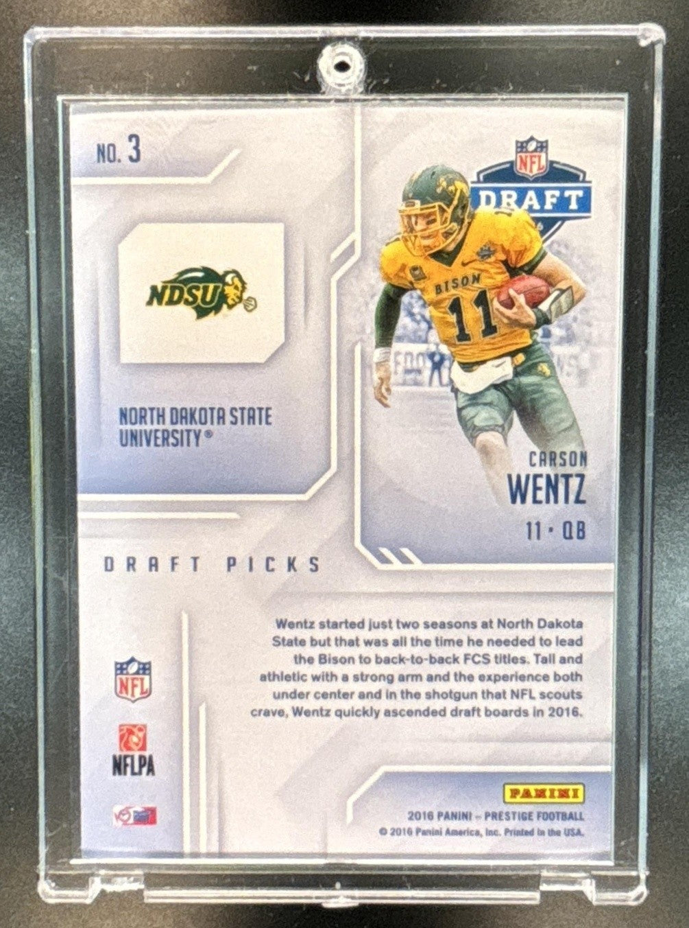 2016 Panini Prestige Carson Wentz Draft Picks #3 RC