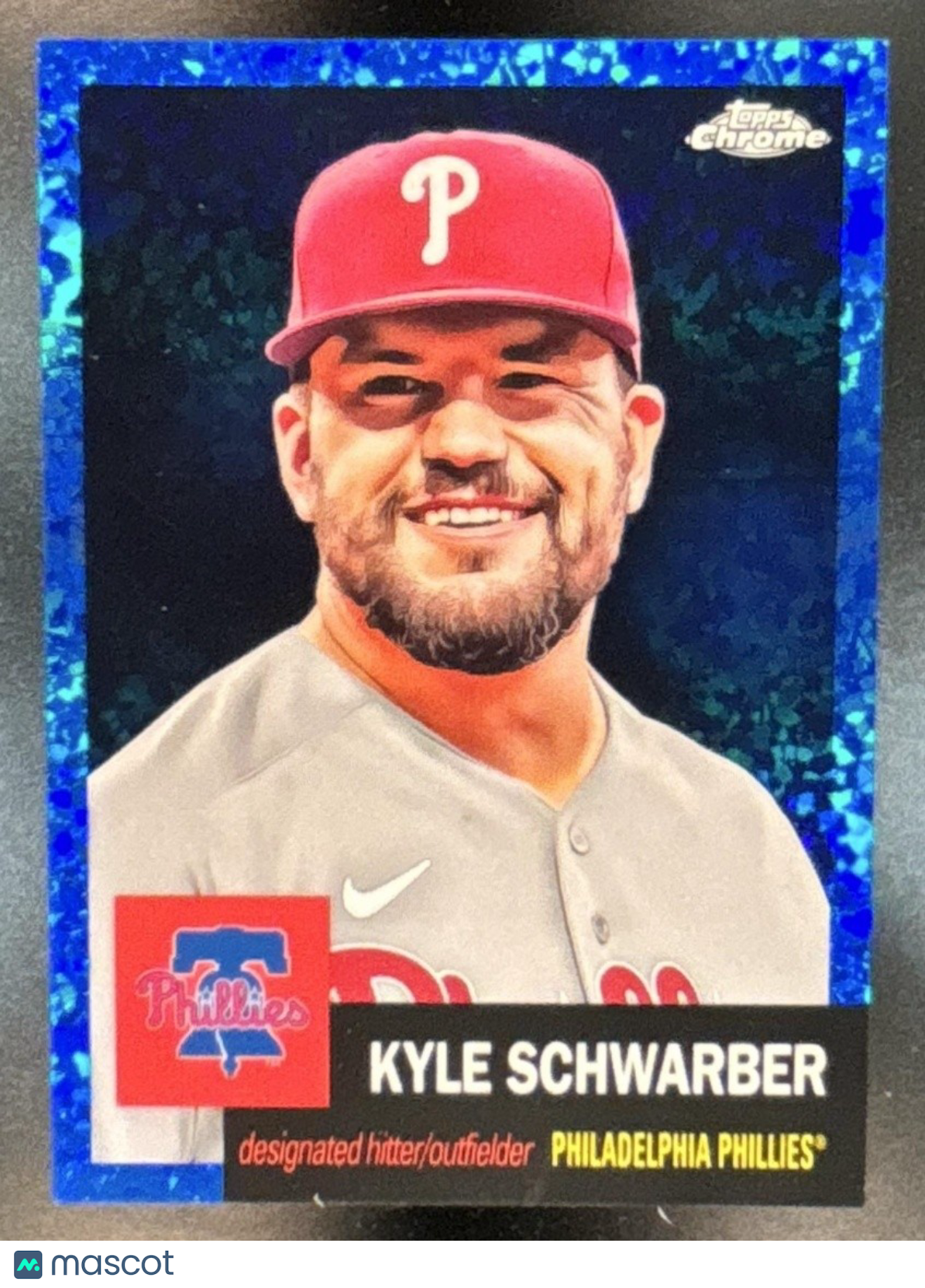 2022 Topps Chrome Platinum Anniversary Kyle Schwarber Blue Mini Diamond 161/199