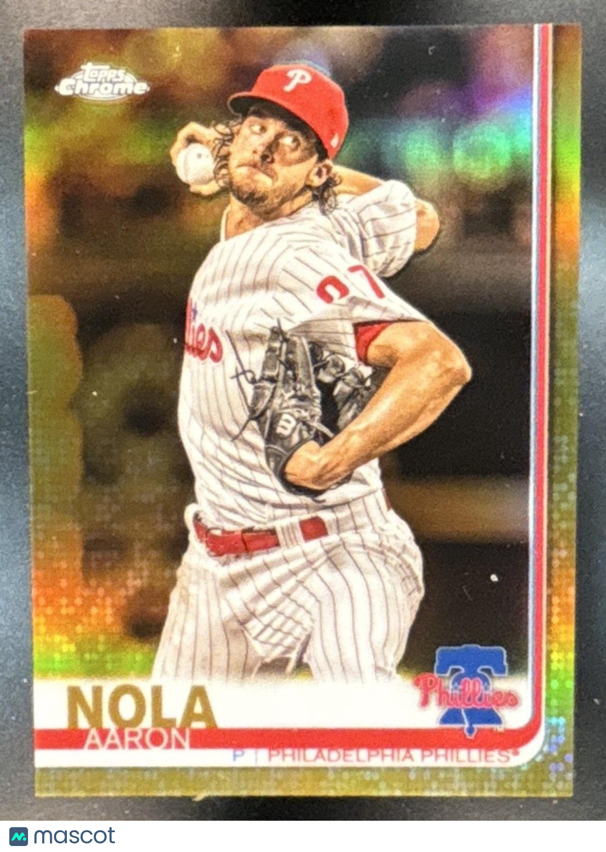 2019 Topps Chrome Aaron Nola Gold Refractor 42/50 #176 Philadelphia Phillies