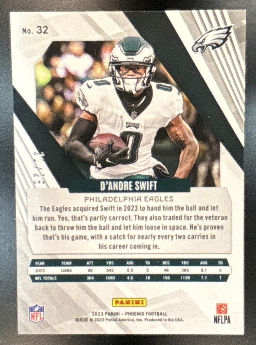 2023 Panini Phoenix D'Andre Swift Green Seismic /25 #32 Philadelphia Eagles