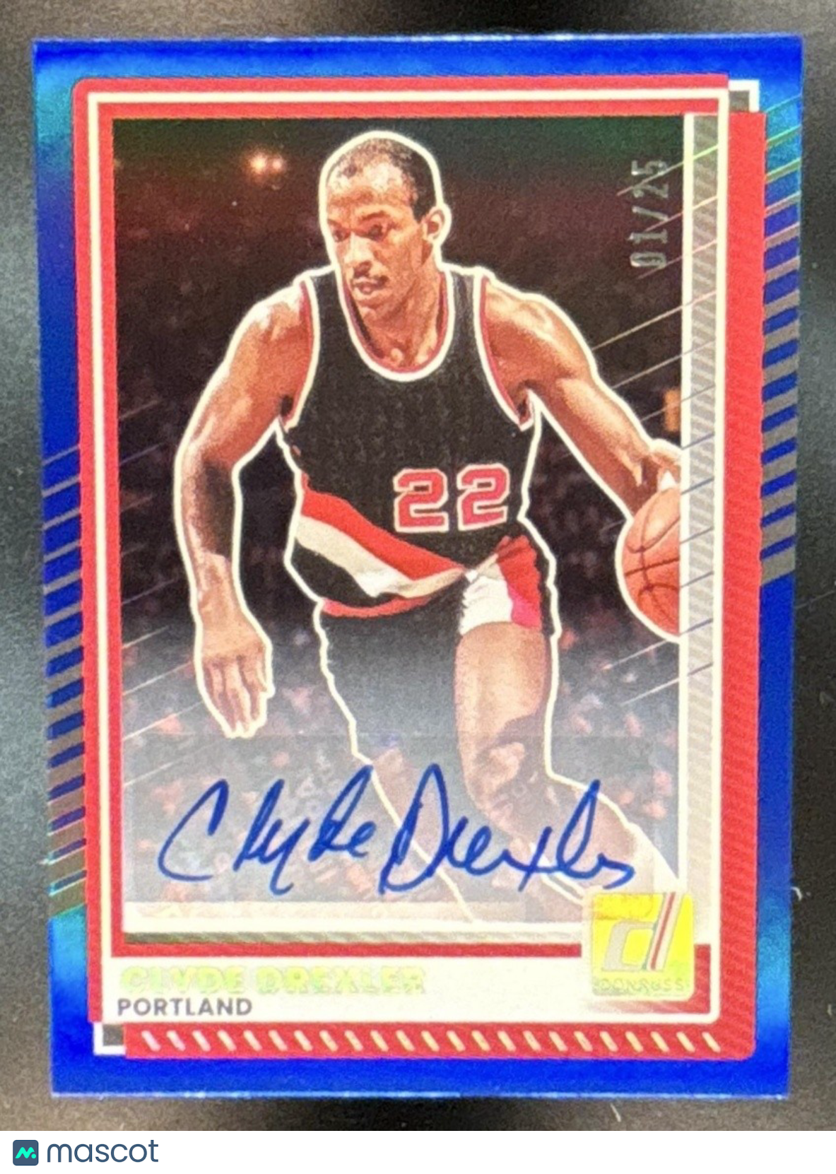 2025-26 Panini Donruss Clyde Drexler Auto Blue 1/25 #121 Portland Trail Blazers