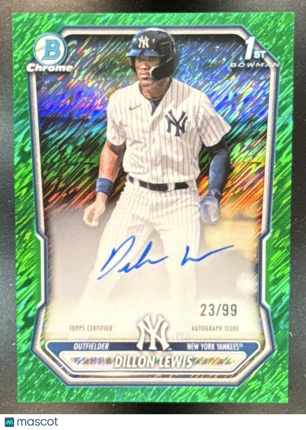 2026 Bowman Dillon Lewis Chrome Green Shimmer Auto /99 #BCP-148 1st Prospect