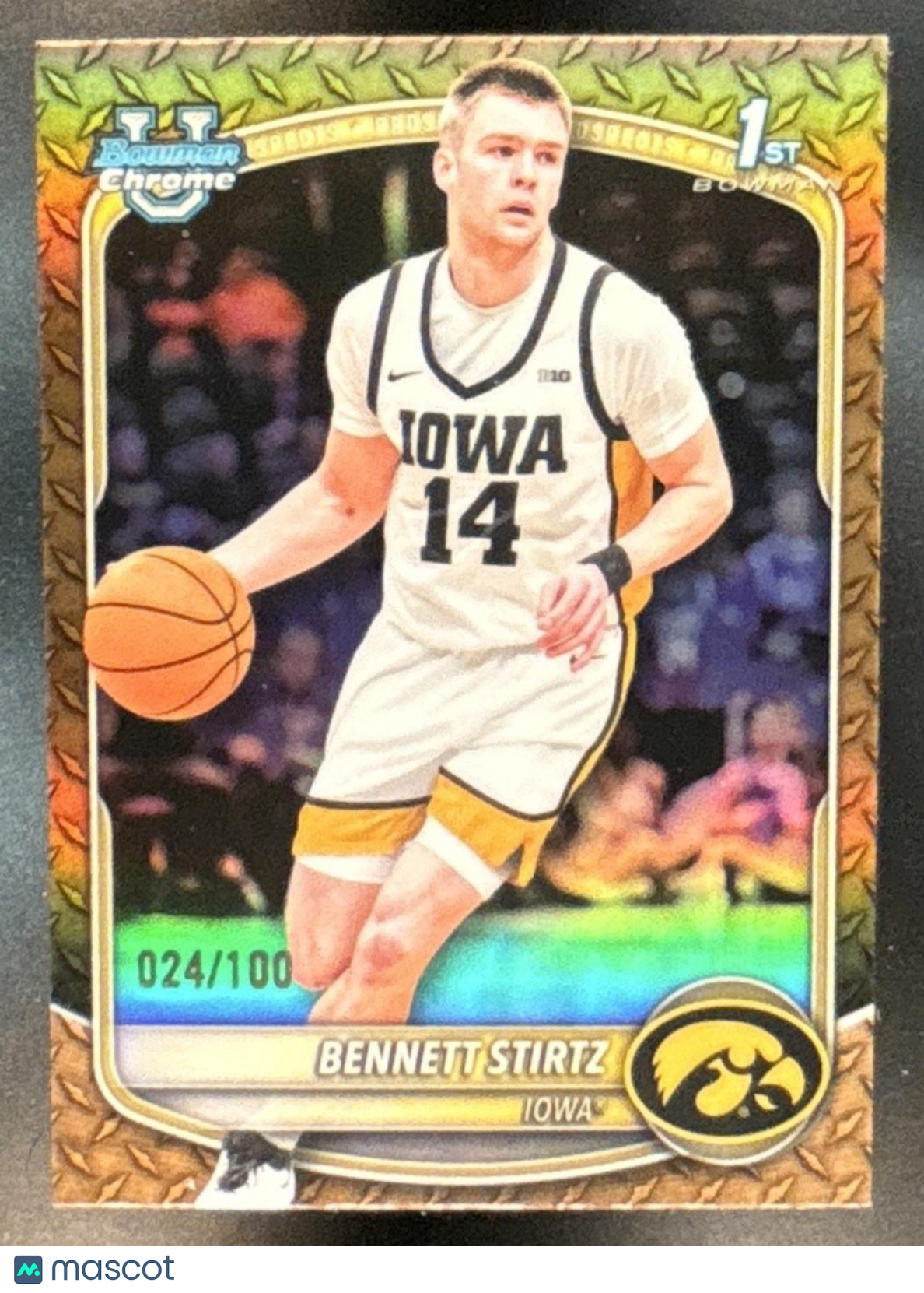 2025-26 Bowman Bennett Stirtz Chrome Steel Metal /100 #BCP-90 1st Prospect Iowa
