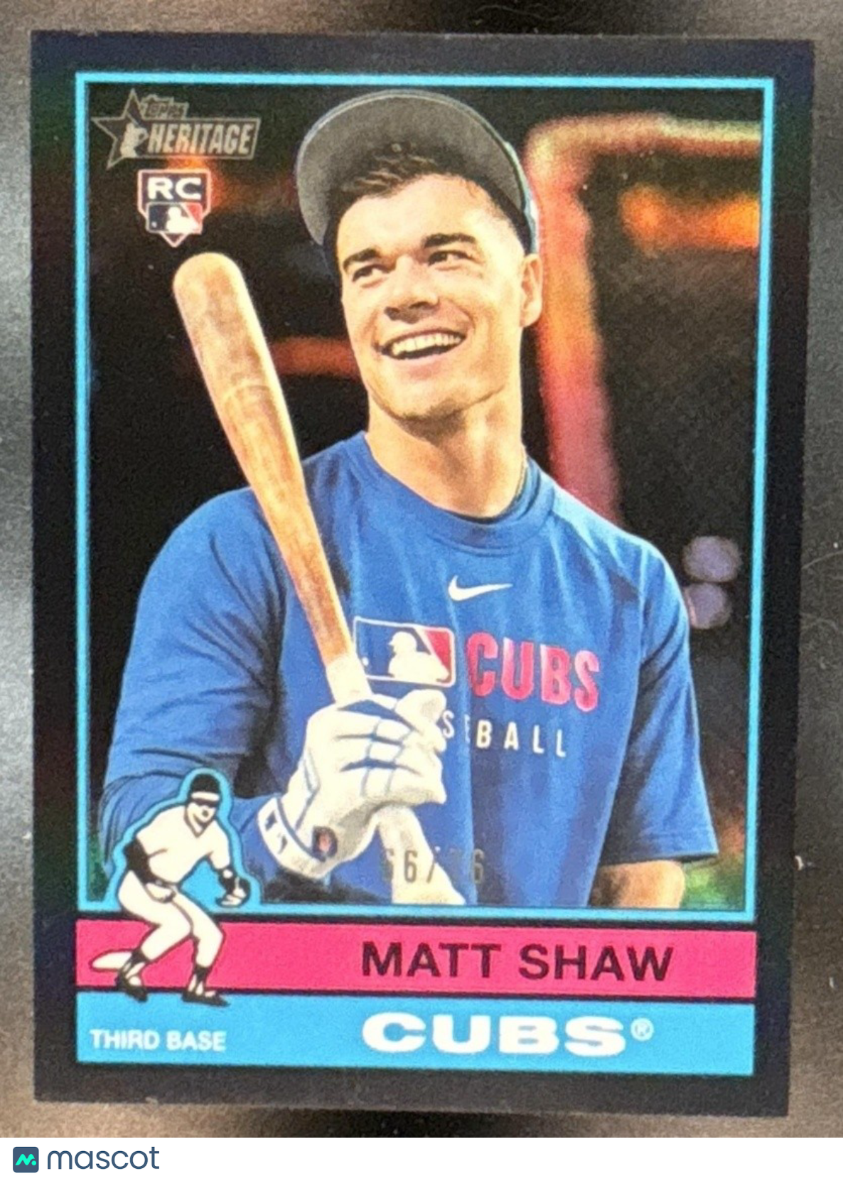 2025 Topps Heritage High Number Matt Shaw Black /76 #712 SP RC Chicago Cubs