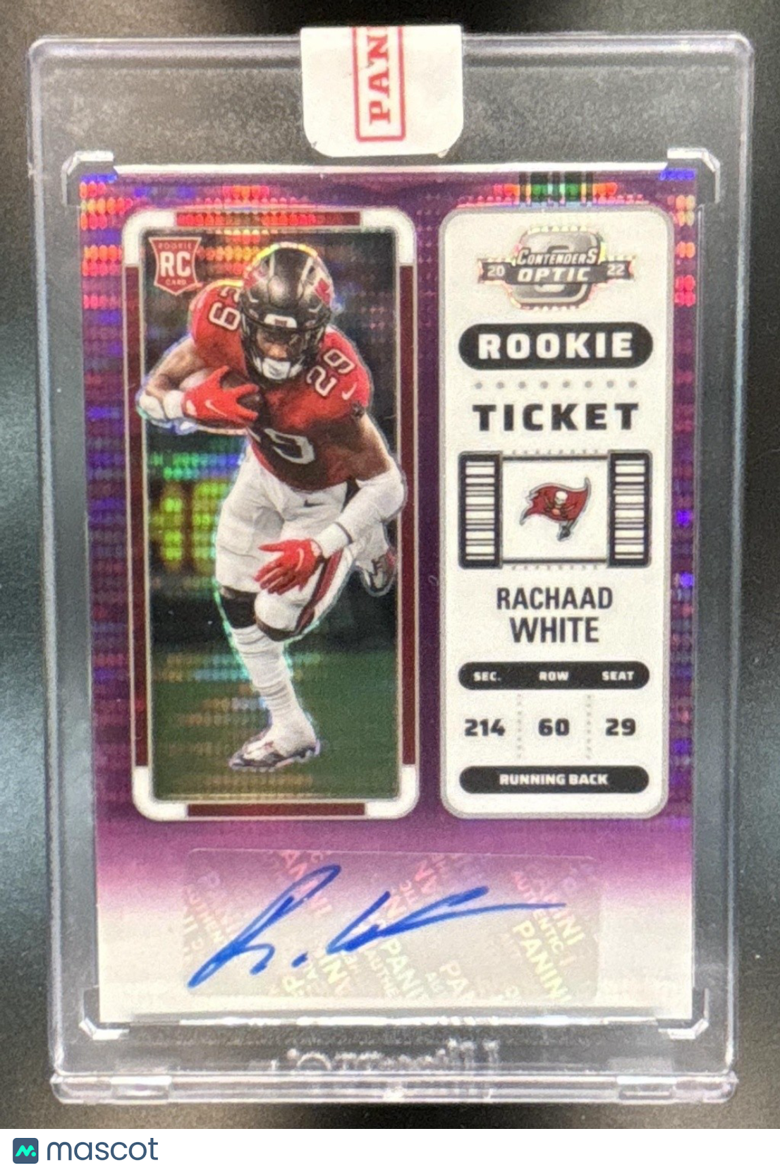 2023 Contenders Optic Rakim Jarrett Purple Pulsar /21 #195 Auto RC Buccaneers