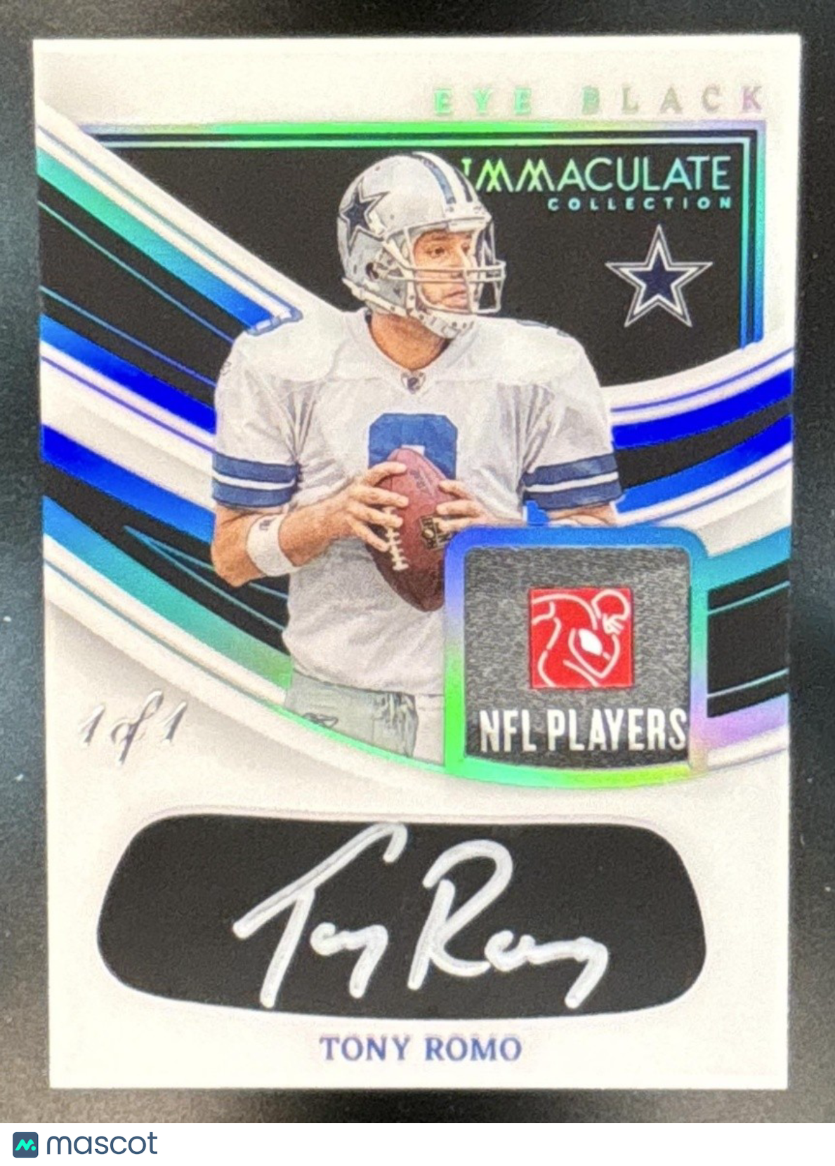 2023 Immaculate Collection Tony Romo Eye Black Laundry Tag 1/1 Auto