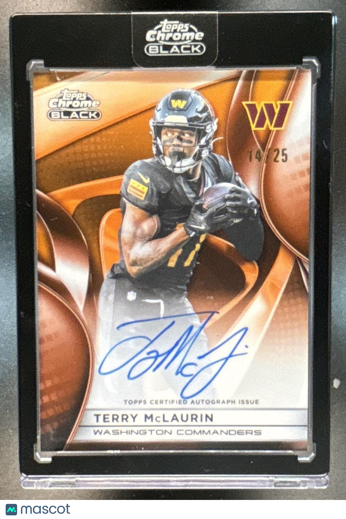 2025 Topps Chrome Black Terry McLaurin Auto Orange /25 Washington Commanders