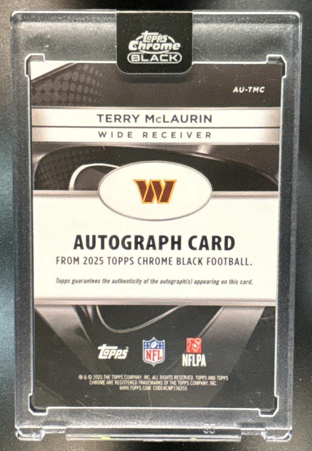 2025 Topps Chrome Black Terry McLaurin Auto Orange /25 Washington Commanders
