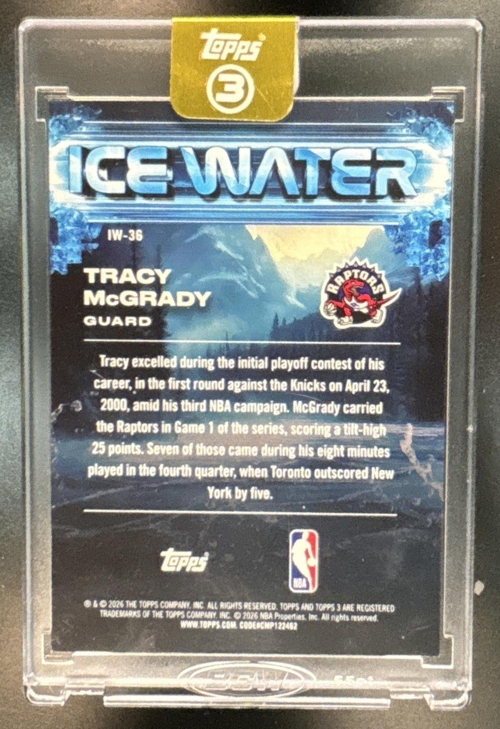 2025-26 Topps Three Tracy McGrady Ice Water /49 #IW-36 Toronto Raptors