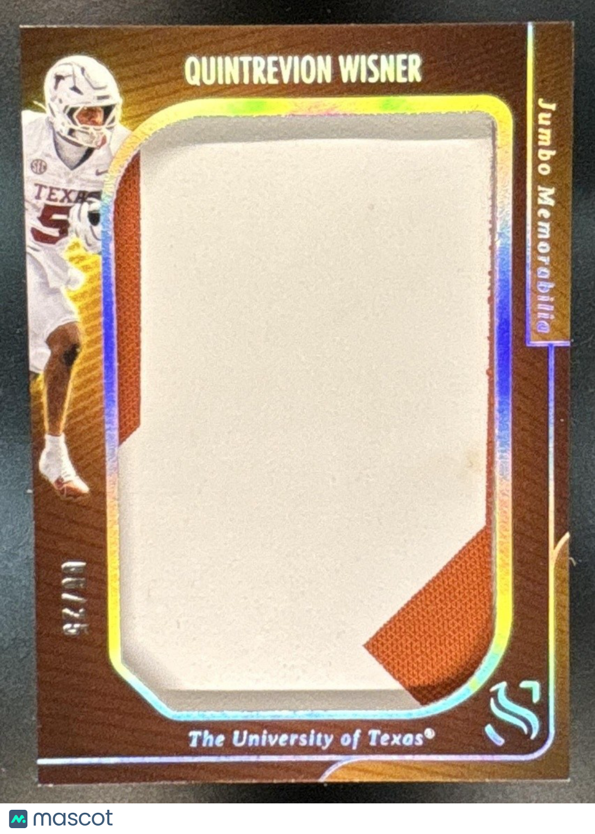 2025 Panini Silhouette Quintrevion Wisner Jumbo Memorabilia /25 #26 MEM Longhorn
