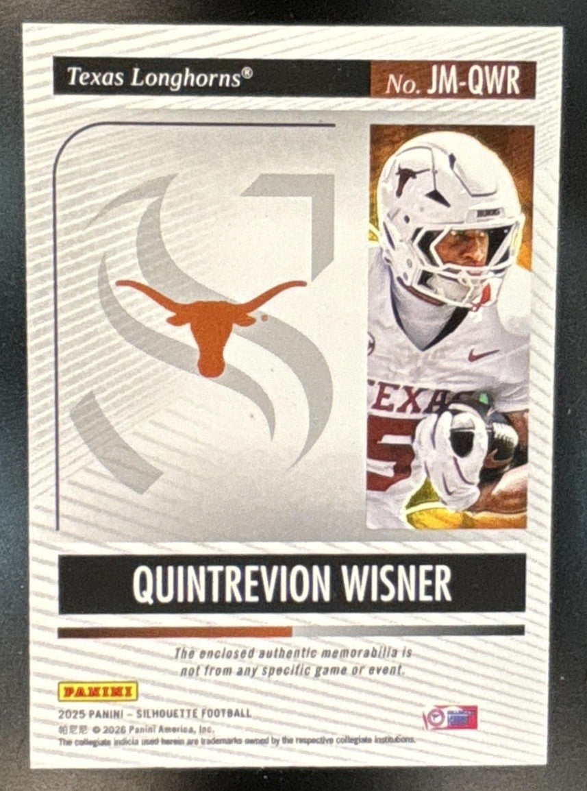 2025 Panini Silhouette Quintrevion Wisner Jumbo Memorabilia /25 #26 MEM Longhorn