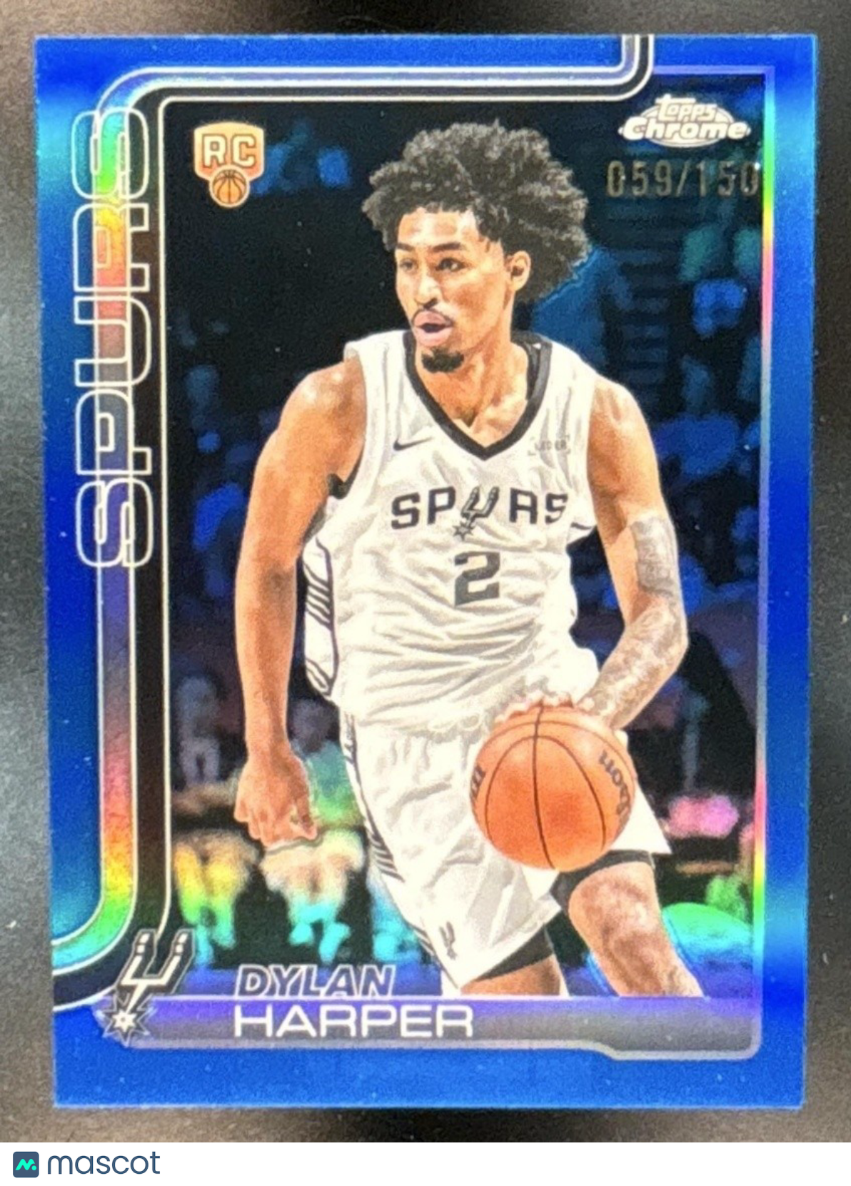 2025-26 Topps Chrome Dylan Harper Blue Refractor /150 #252 RC San Antonio Spurs