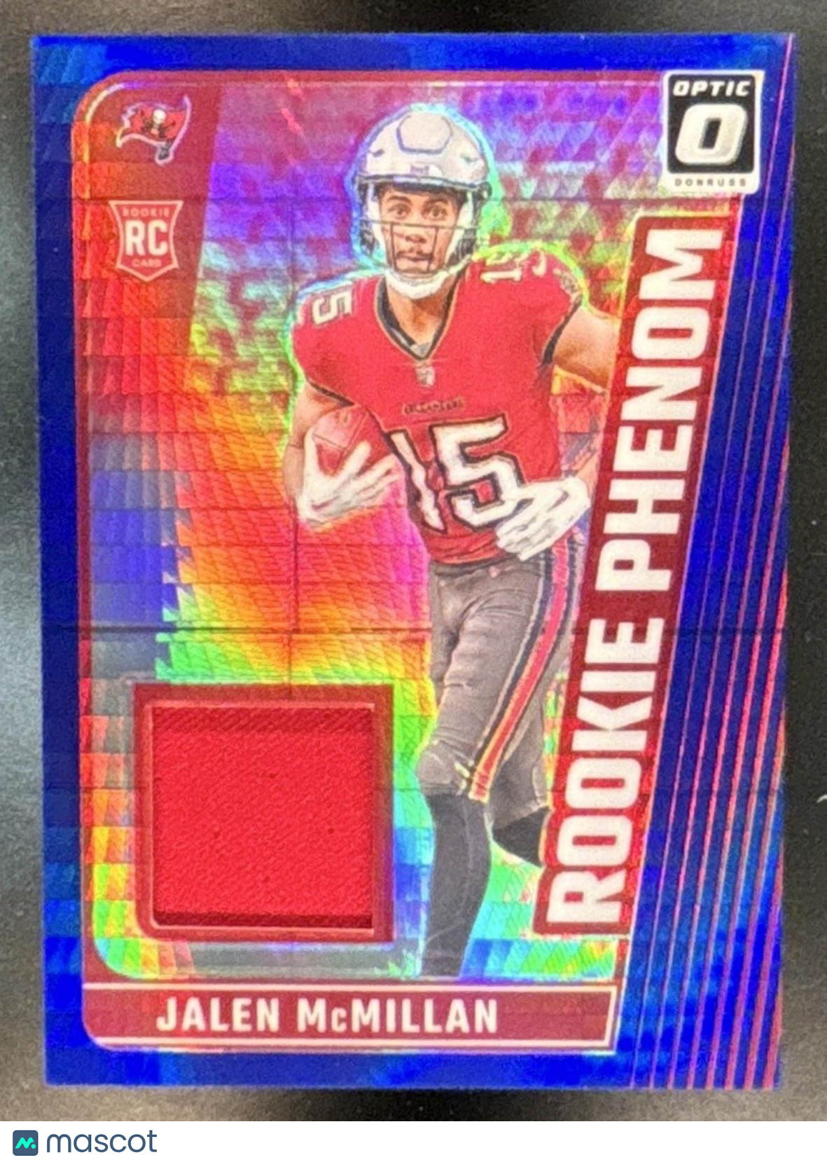 2024 Donruss Optic Jalen McMillan Rookie Phenoms Blue Hyper MEM RC Buccaneers