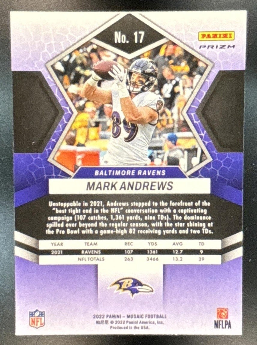 2022 Mosaic Mark Andrews Sparkle Gold SSP (Print Run 10) #17 Baltimore Ravens
