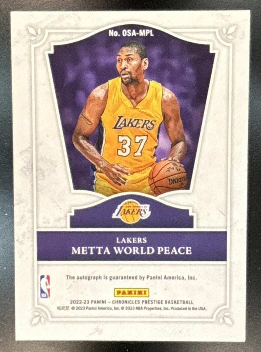 2022-23 Panini Chronicles Metta World Peace Old School Auto Los Angeles Lakers