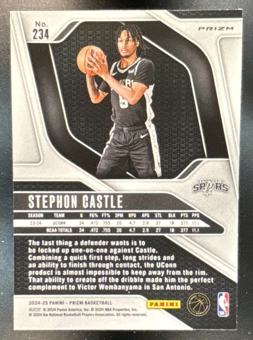 2024-25 Panini Prizm Stephon Castle Silver #234 RC San Antonio Spurs