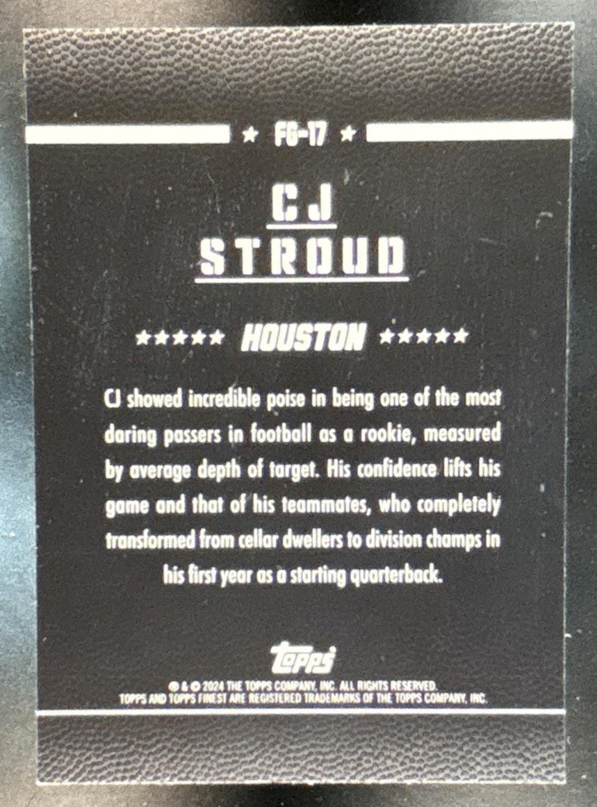2024 Topps Finest CJ Stroud Field Generals Purple /125 #FG-17 Houston Texans
