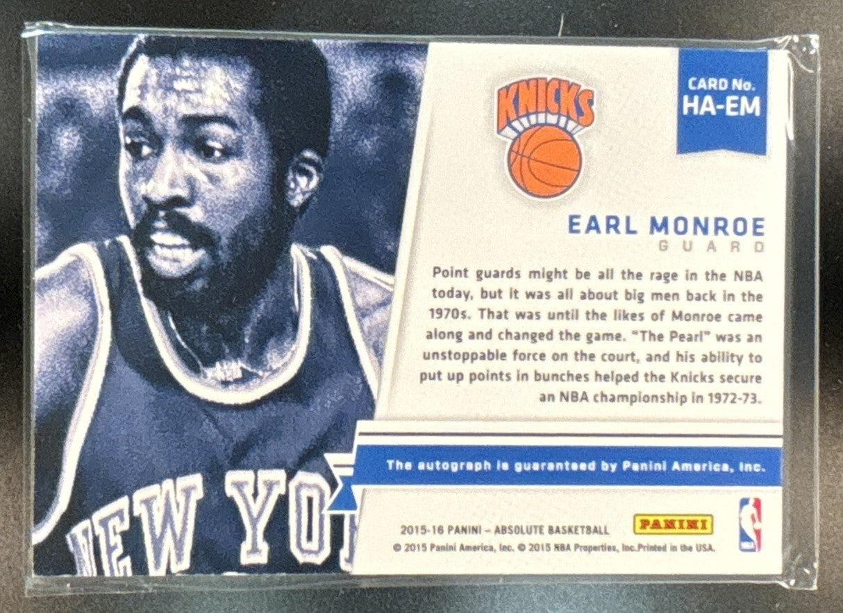 2015-16 Panini Absolute Earl Monroe Heroes Auto /99 #HA-EM New York Knicks