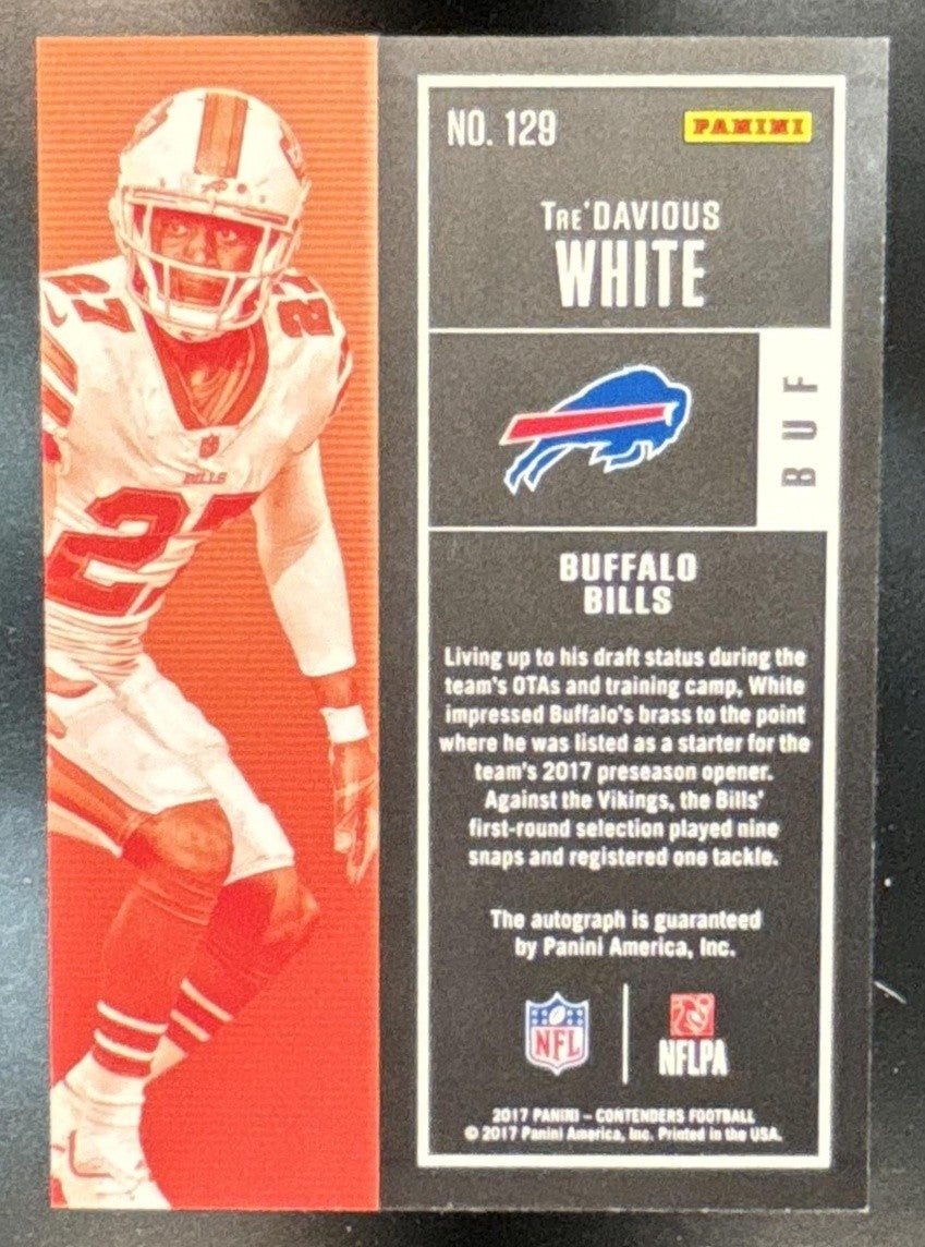 2017 Panini Contenders Tre Davious White #129 RC Auto Buffalo Bills