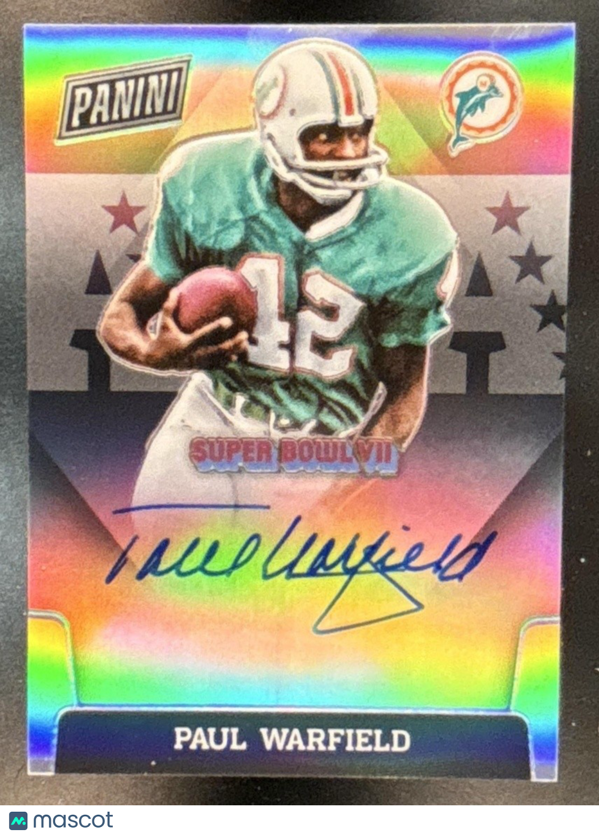 2021 Panini Score Paul Warfield 2019 Super Bowl Prizm Signatures Auto Dolphins