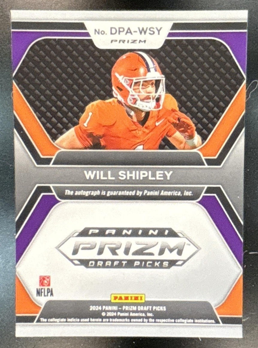 2024 Prizm Collegiate Draft Picks Will Shipley Pick Auto Red Ice RC Tigers