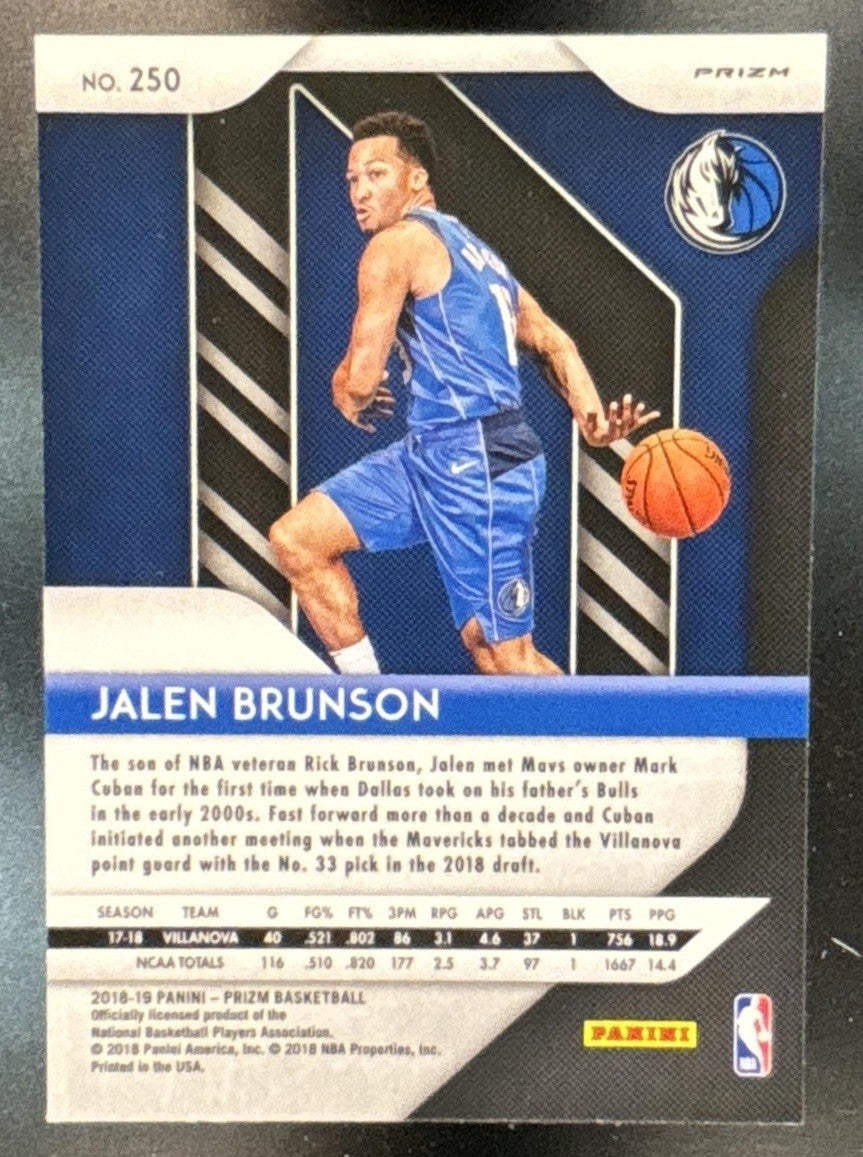2018-19 Panini Prizm Jalen Brunson Prizms Green #250 RC Dallas Mavericks