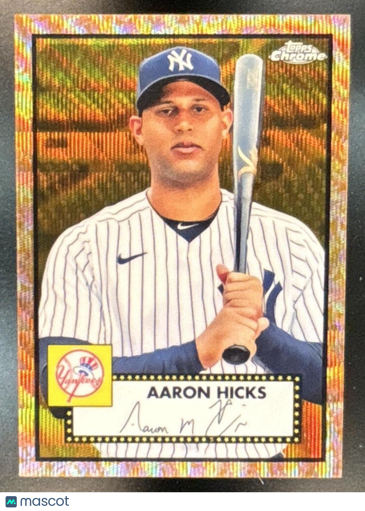 2021 Topps Chrome Platinum Anniversary Aaron Hicks Gold/Rose Gold Wave /50 #361