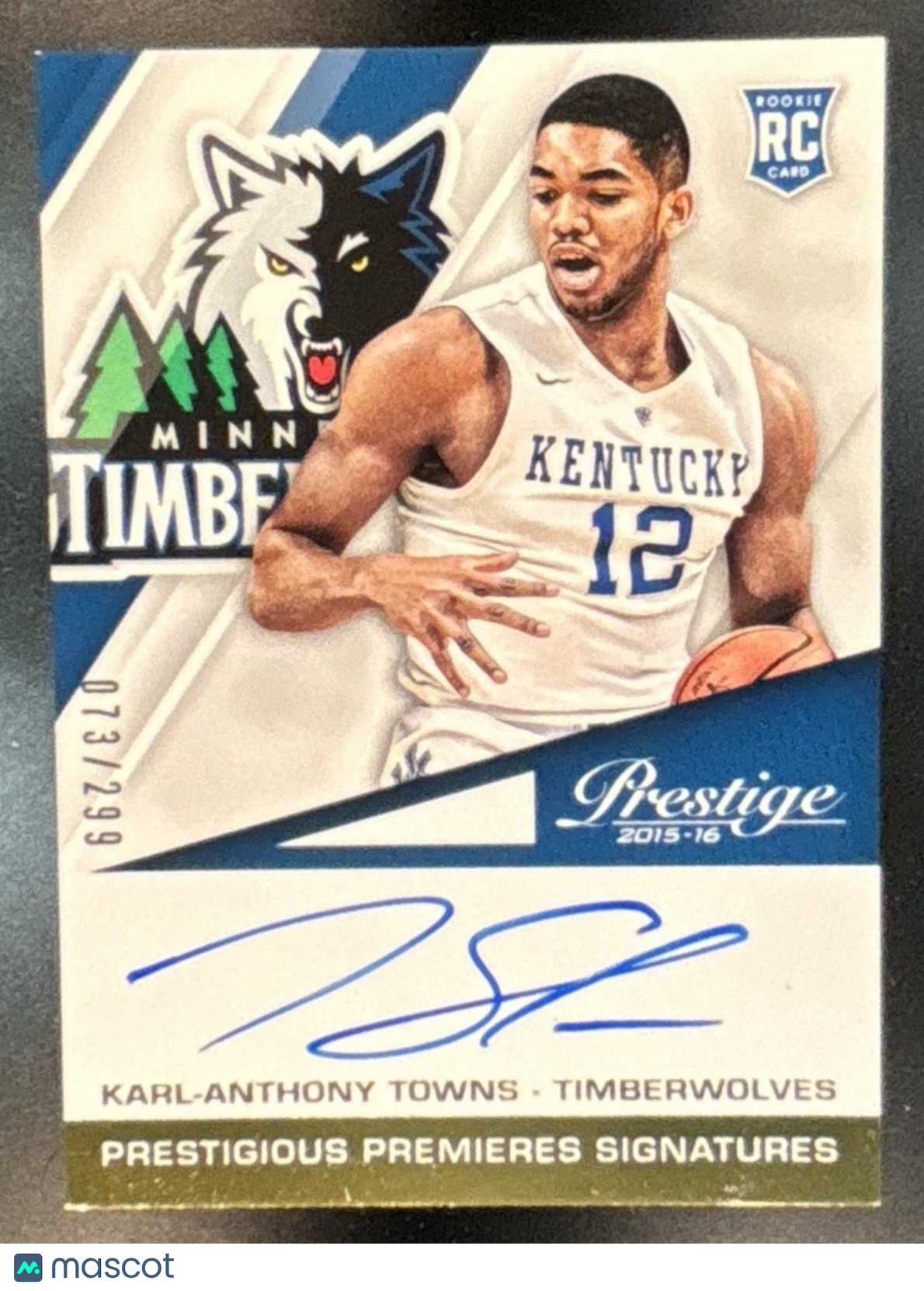 2015-16 Prestige Karl-Anthony Towns Prestigious Premier Signatures /299 RC Auto