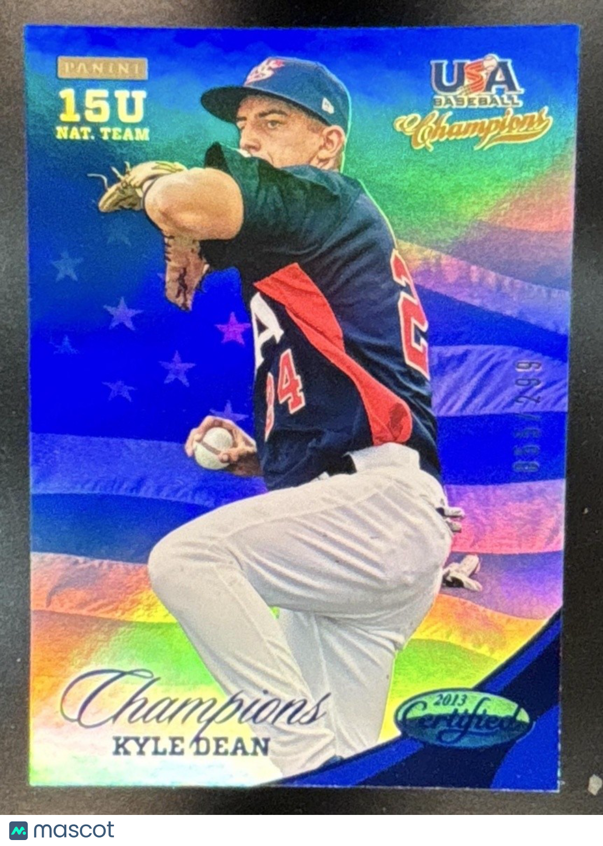 2013 Panini USA Baseball Champions Kyle Dean National Team Mirror Blue /299 #175